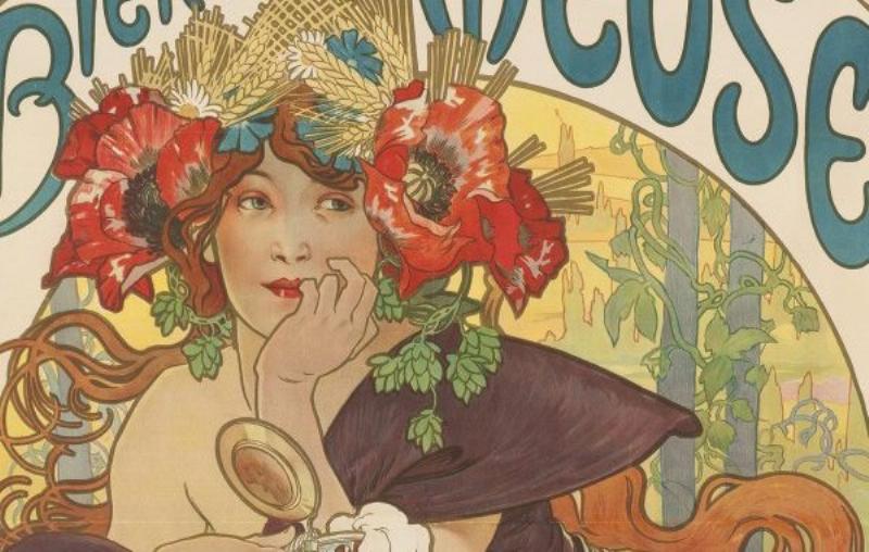 Une affiche publicitaire française emblématique de l’Art Nouveau, illustrant l’élégance de l’art graphique de l’époque